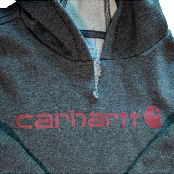 Boys Dark Gray Carhartt Hoodie, Size 6 - Picture 3 of 4